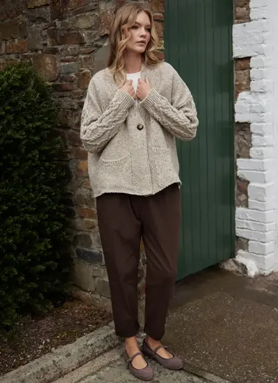 Alpaca Fleck Aran Sleeve Cardigan